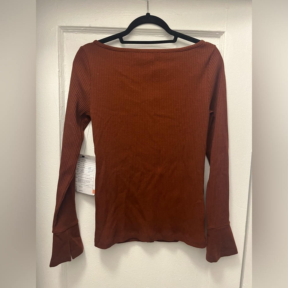 LOFT Ribbed Boatneck Button Top - Picture 5 of 7
